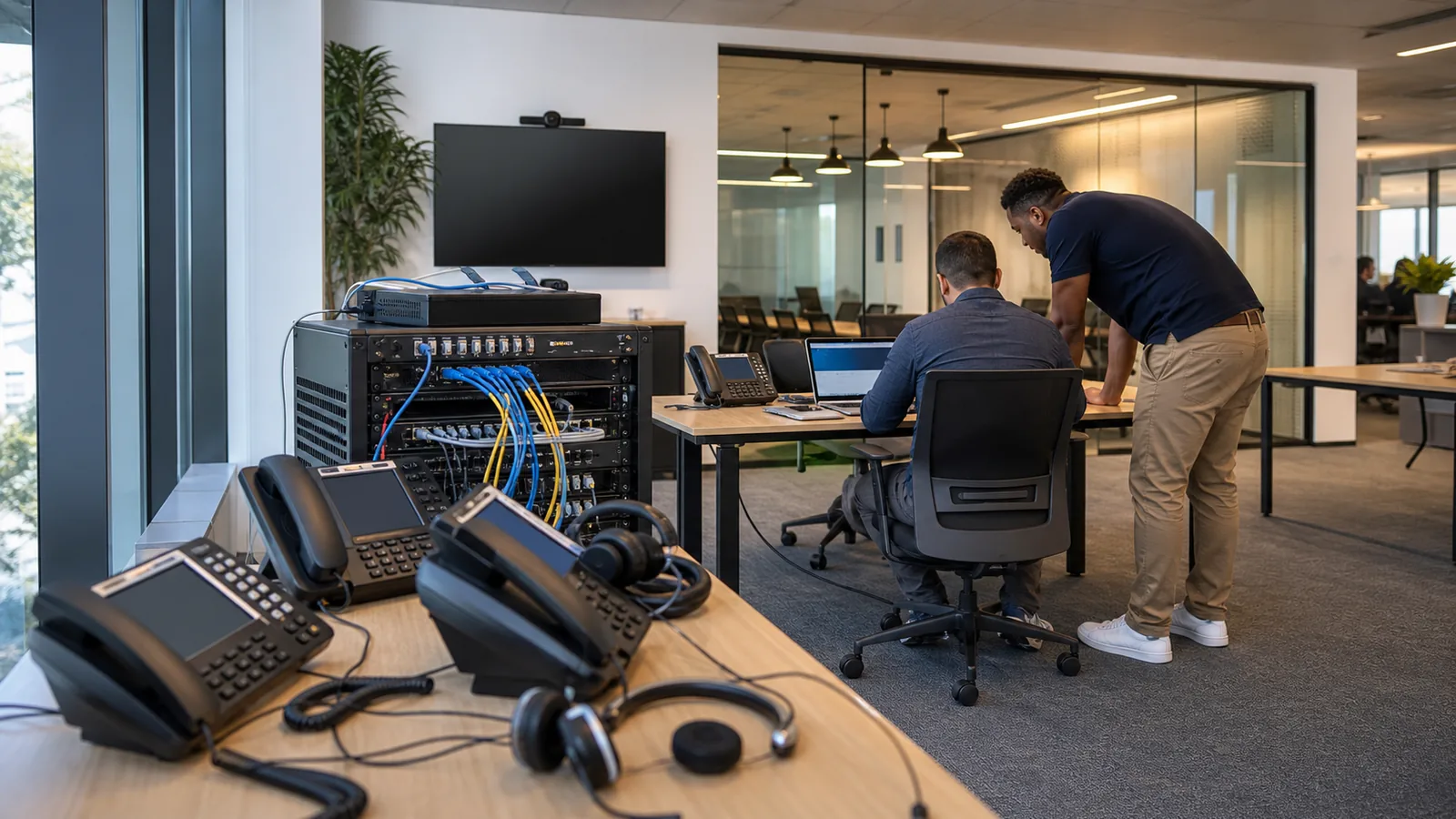 Phone Systems Long Island team reviewing business voice and call-flow operations requirements for IT Support New York — Phone Adoption and Support